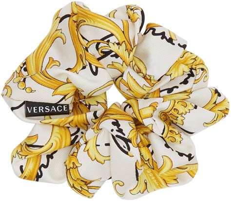 Versace: White Barocco Signature Scrunchie 